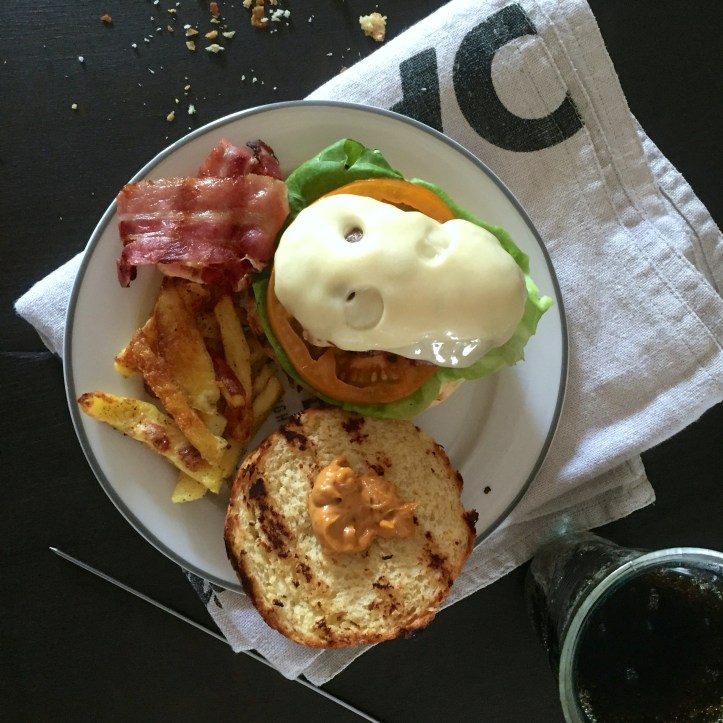 burger on brioche bun